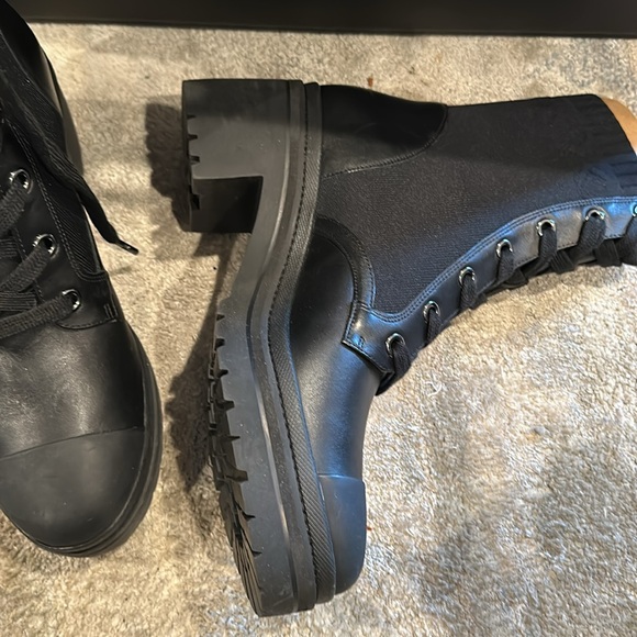 Brea Stretch-Knit and Leather Combat Boot - Picture 2 of 2